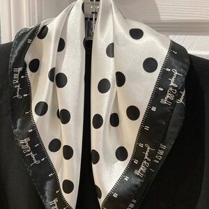 Joseph Ribkoff Black & White Polka Dot Satin Square Scarf